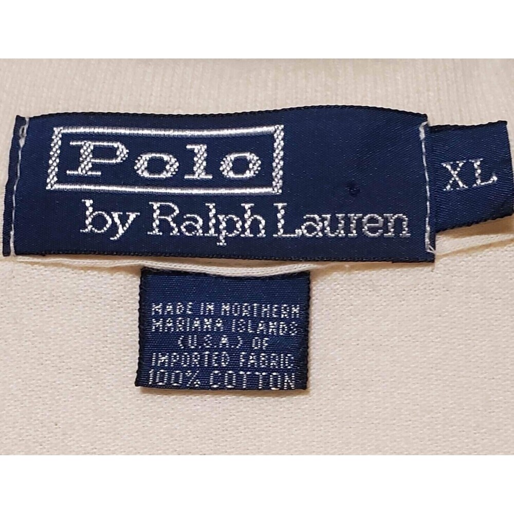 Mens RALPH LAUREN XL Ivory Beige Short Sleeve Polo Shirt, 100% Cotton - Picture 6 of 6